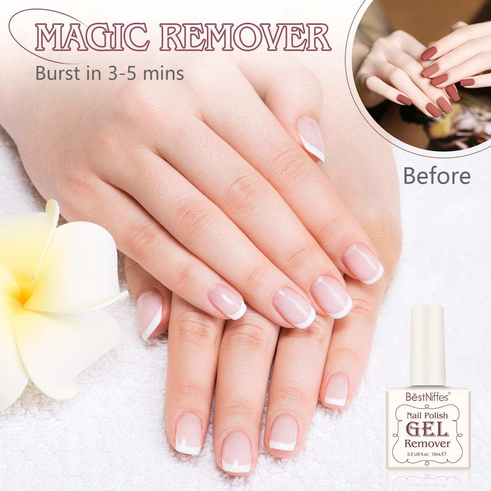 BESTNIFFES Nail Polish Gel Remover, 15ml