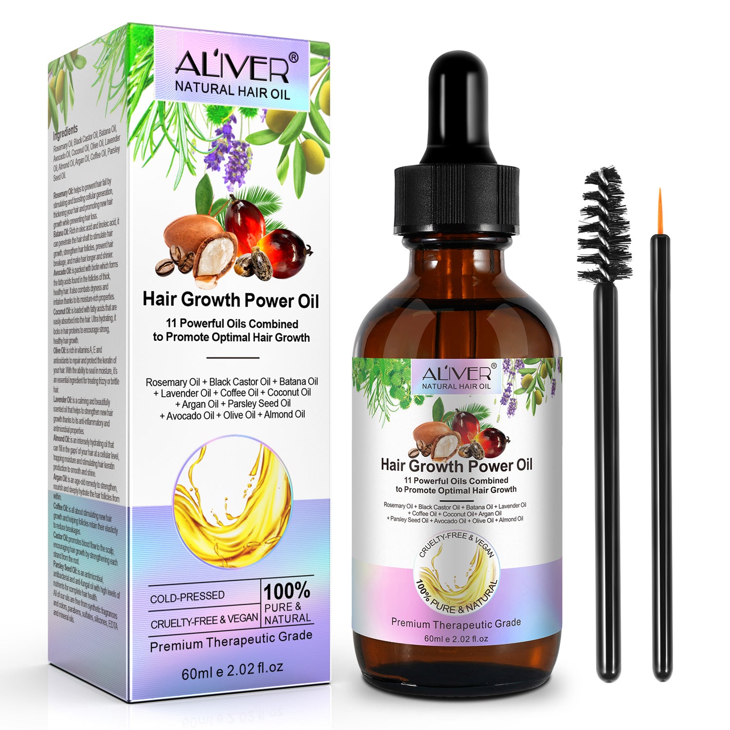 ALIVER Pure Natural Hair Growth Power Oil, 60ml