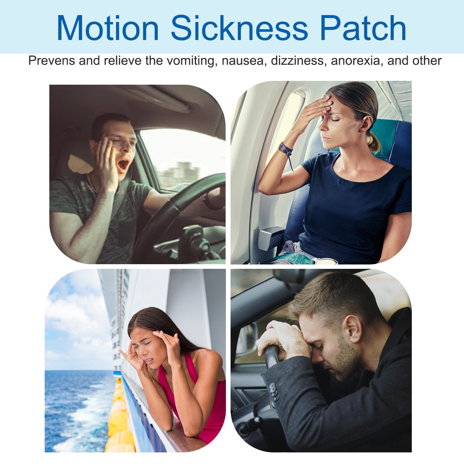 Sefudun Motion Sickness Patch 40 pathces Travel Anti Nausea Safe & Effective Car, Sea, Aeroplan Pads