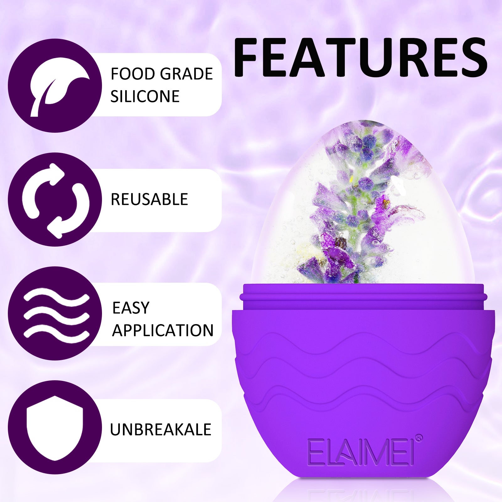 ELAIMEI Ice Roller Facial Cube Massager, Purple