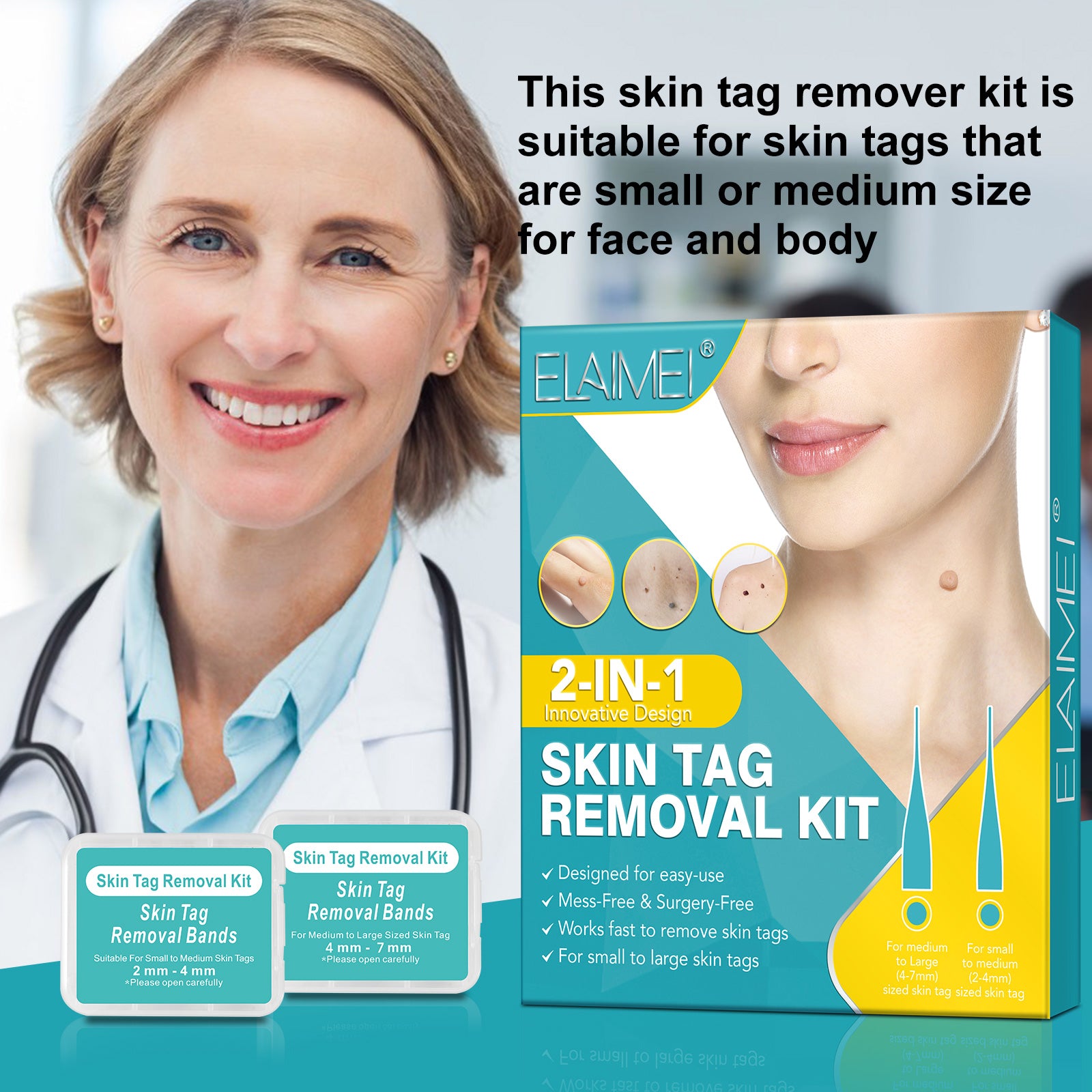 ELAIMEI 2in1 Fast & Effective Skin Tag Remover Kit