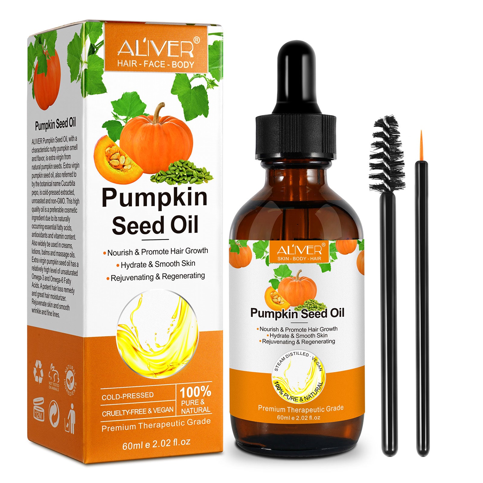 ALIVER Pure Pumpkin Seed Oil for Hair Growth, 60ml