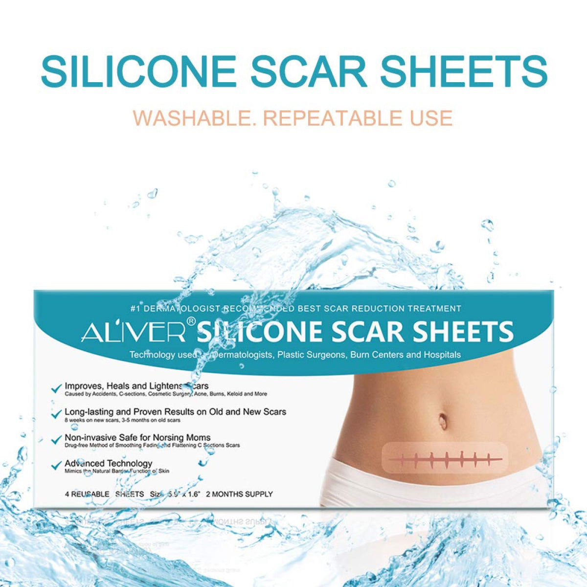 Aliver Silicone Gel Sheets for Scar Removal Treatment Repair