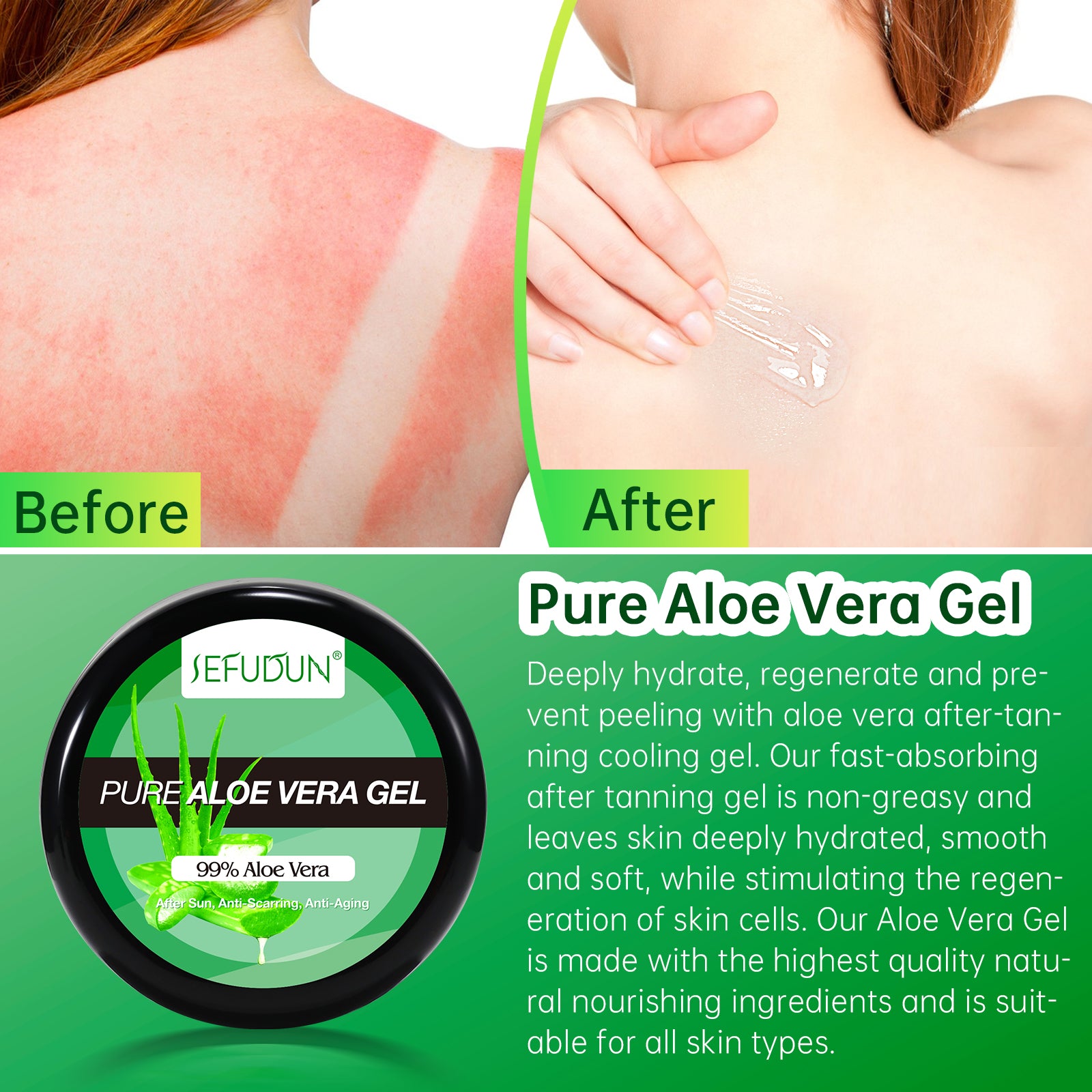 SEFUDUN Pure Aloe Vera Gel, 50g