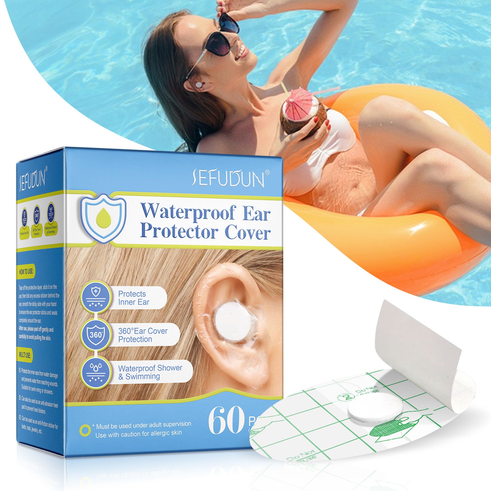 SEFUDUN Waterproof Ear Protector Covers, 60pcs