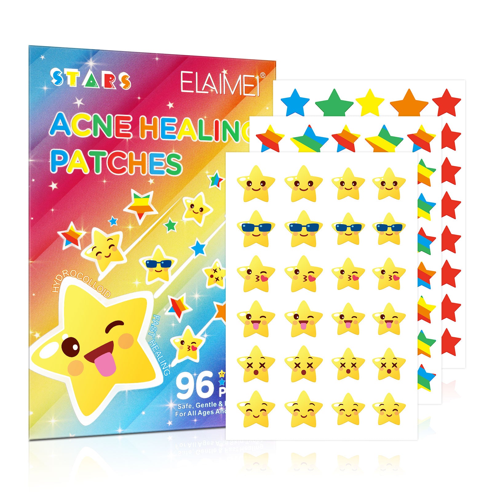 ELAIMEI Stars Hydrocolloid Pimple Patches, 96pcs