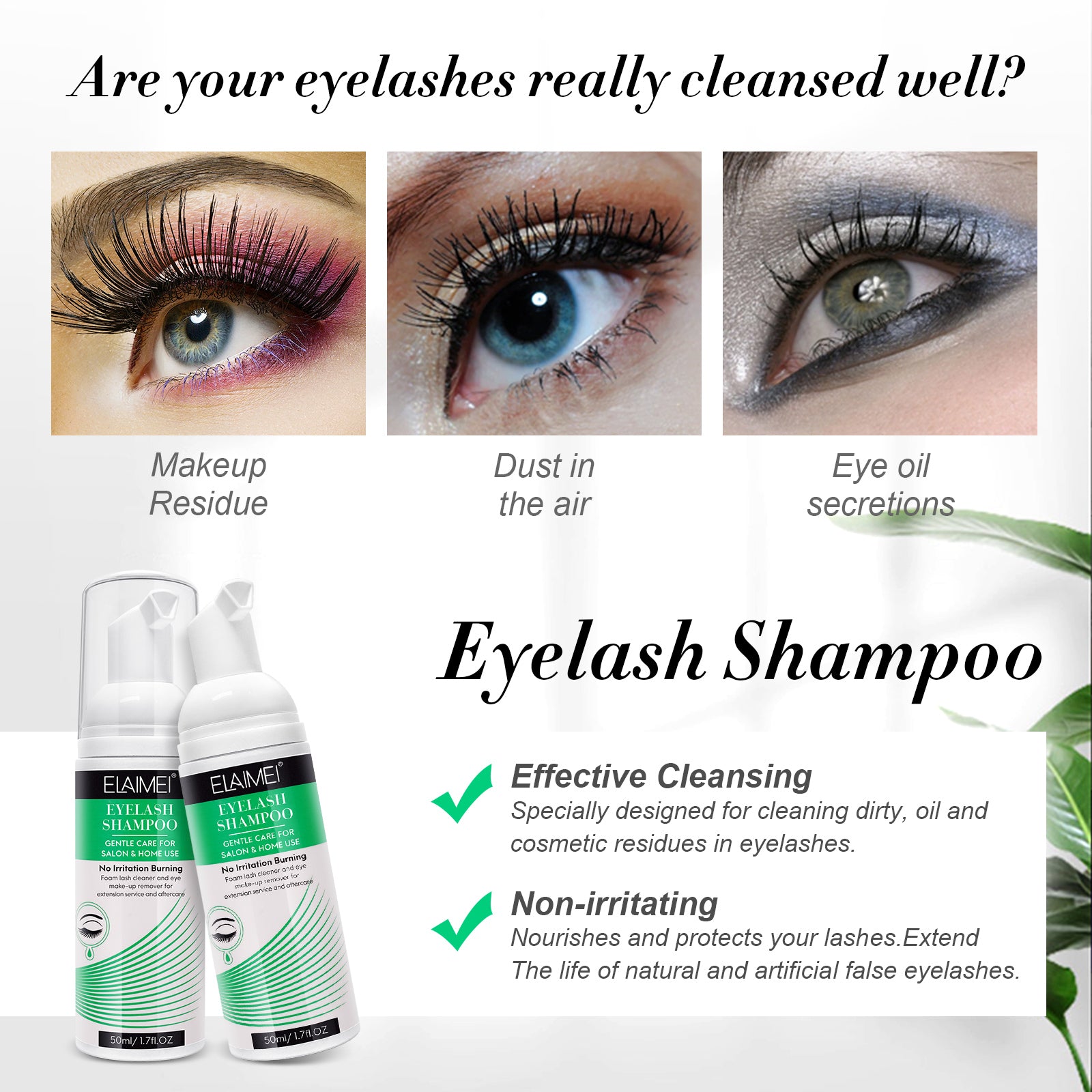 ELAIMEI Eyelash Extension Shampoo Kit, 50ml