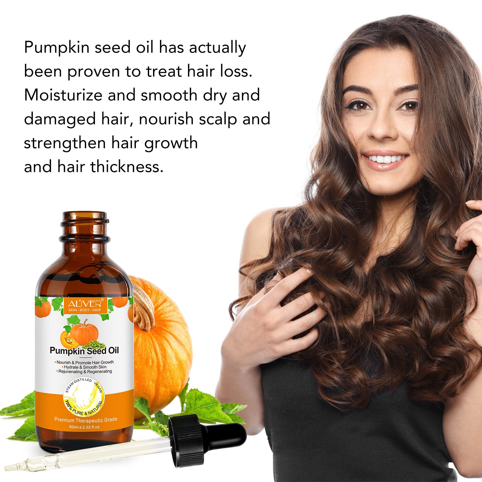 ALIVER Pure Pumpkin Seed Oil for Hair Growth, 60ml