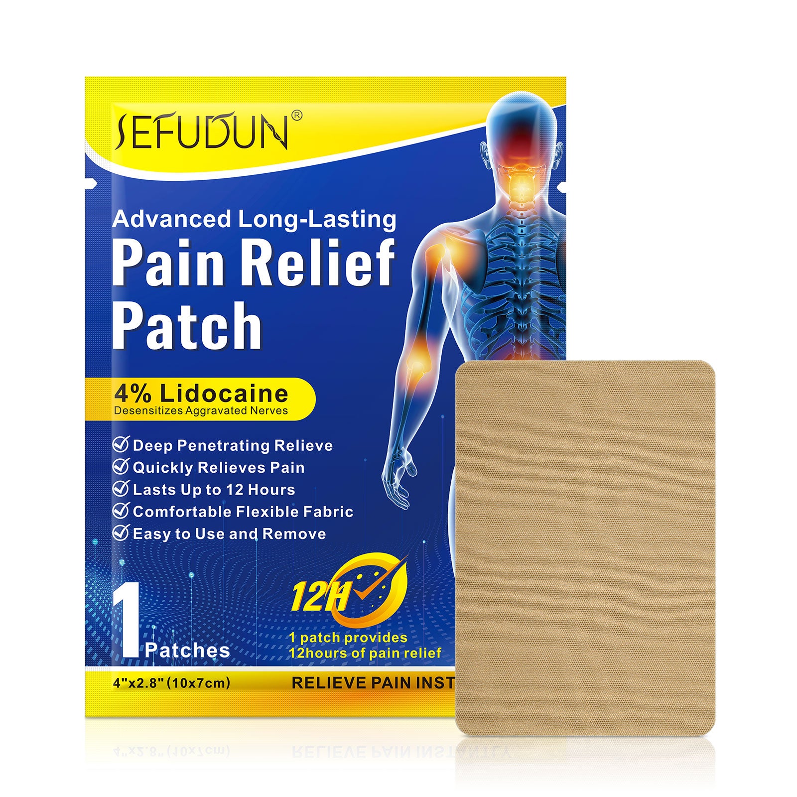 SEFUDUN 4% Lidocaine Pain Relief Patches, 16pcs
