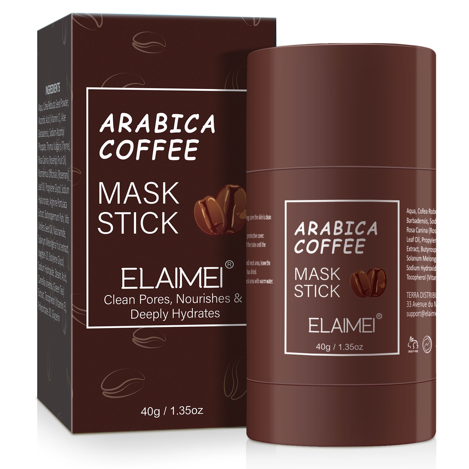 ELAIMEI Arabica Coffee Purifying Clay Mask Stick, 40g