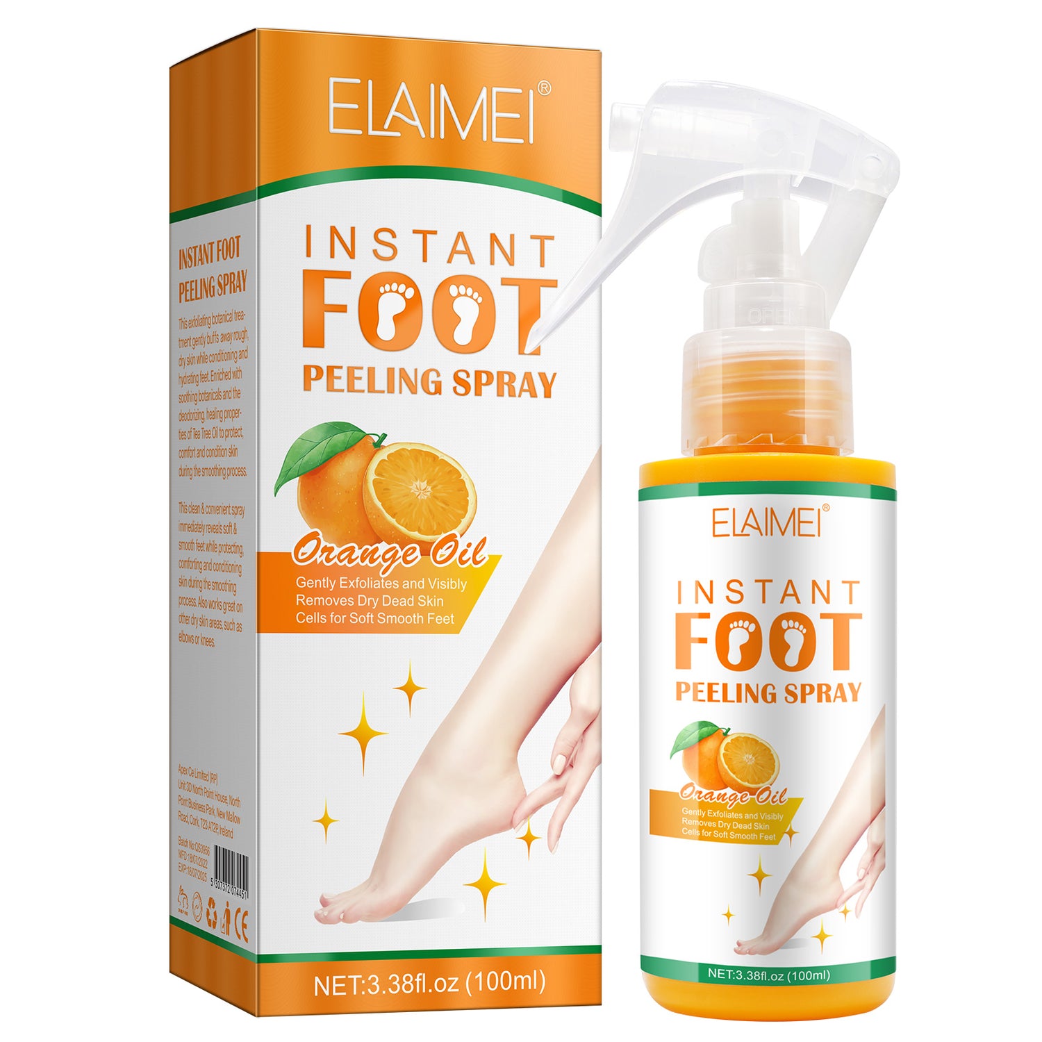 ELAIMEI Orange Foot Peel Spray Oil, 100ml