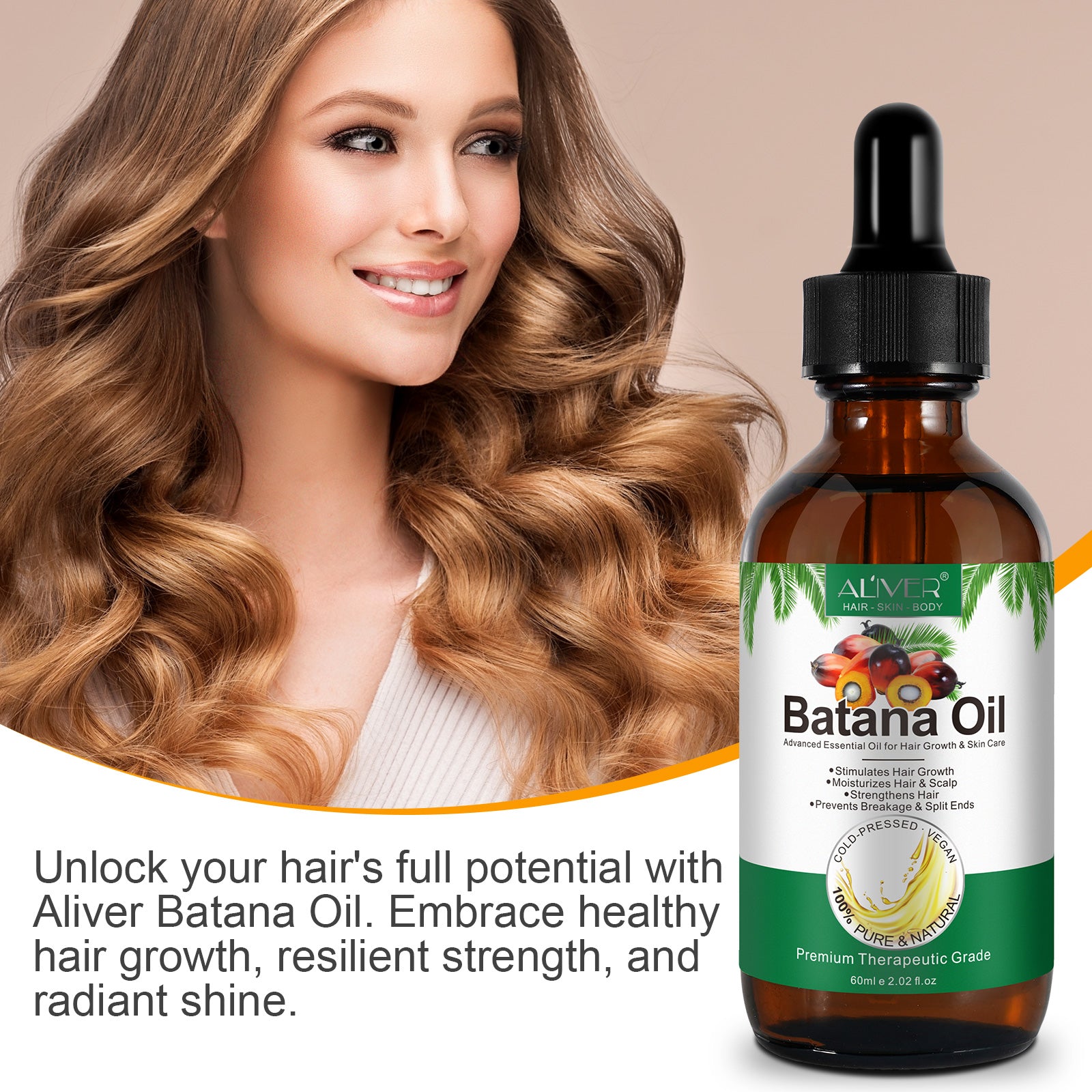ALIVER Natural Batana Oil for Hair Growth, Skin & Body, 60ml