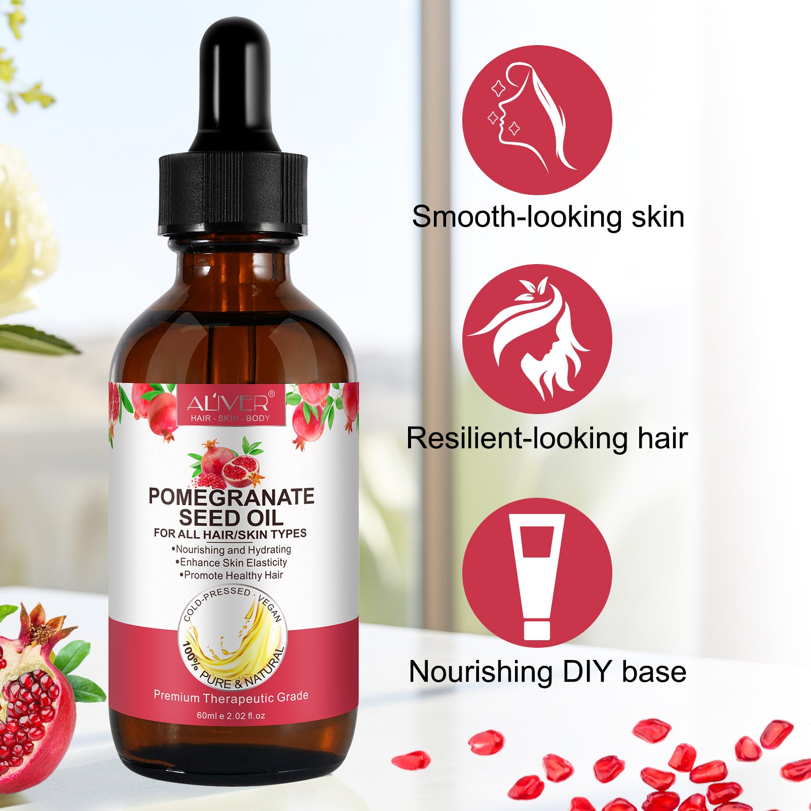 ALIVER Pure & Natural Pomegranate Seed Oil, 60ml