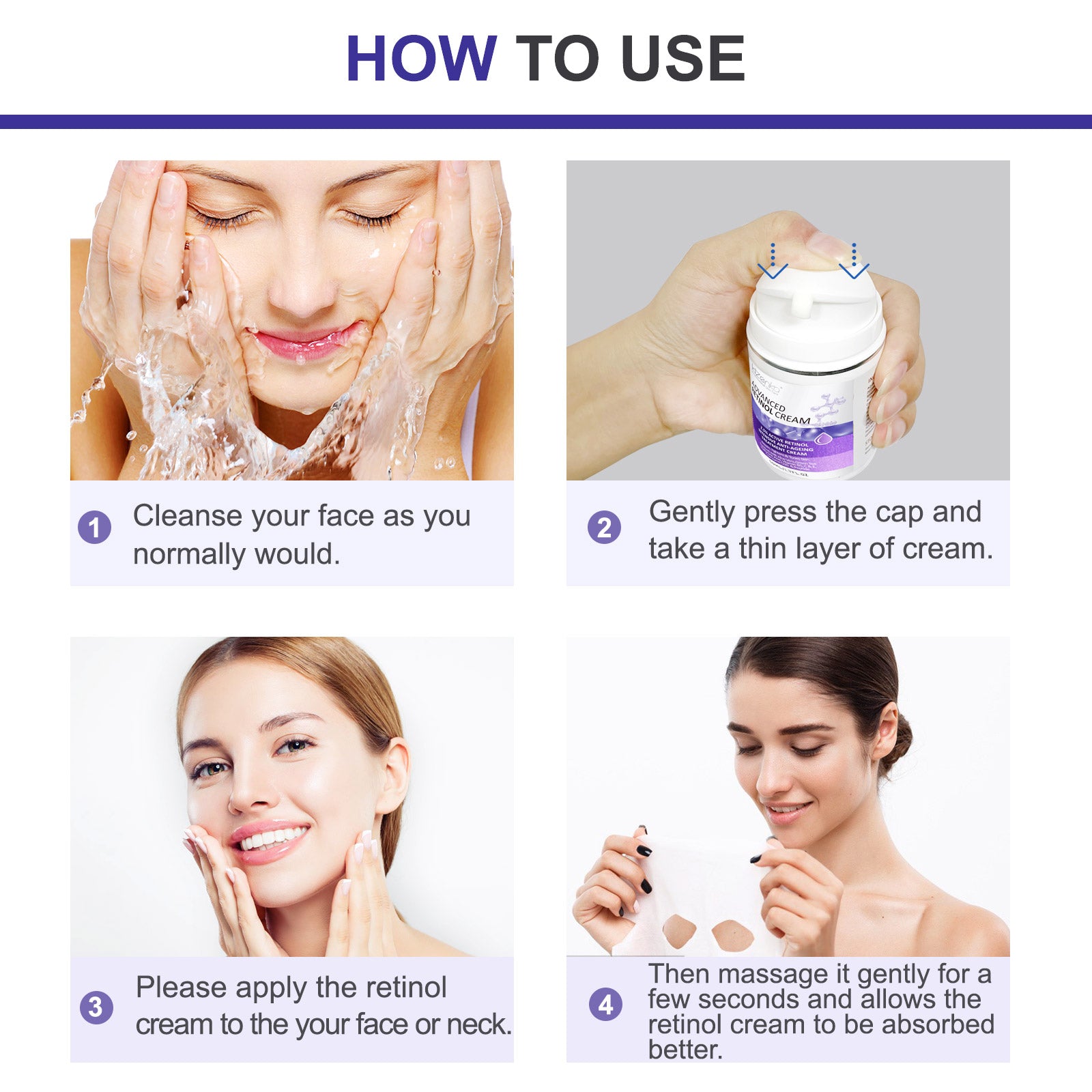 Kizenka Retinol Face Cream Moisturizer Skin Care Anti Aging Wrinkle Acne Treatment Day and Night Cream Dark Spot Remover