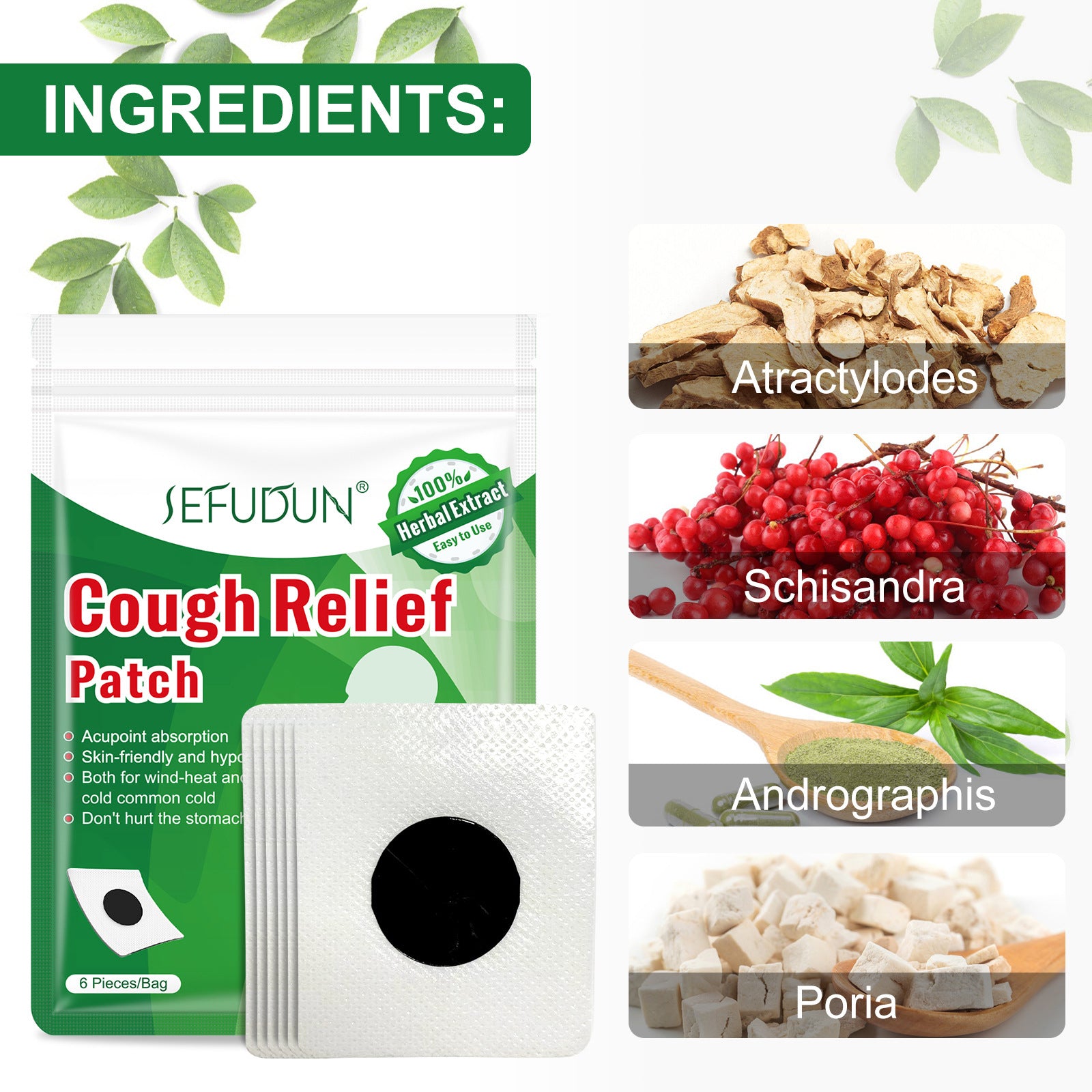 SEFUDUN Cough Relief Patches, 6pcs