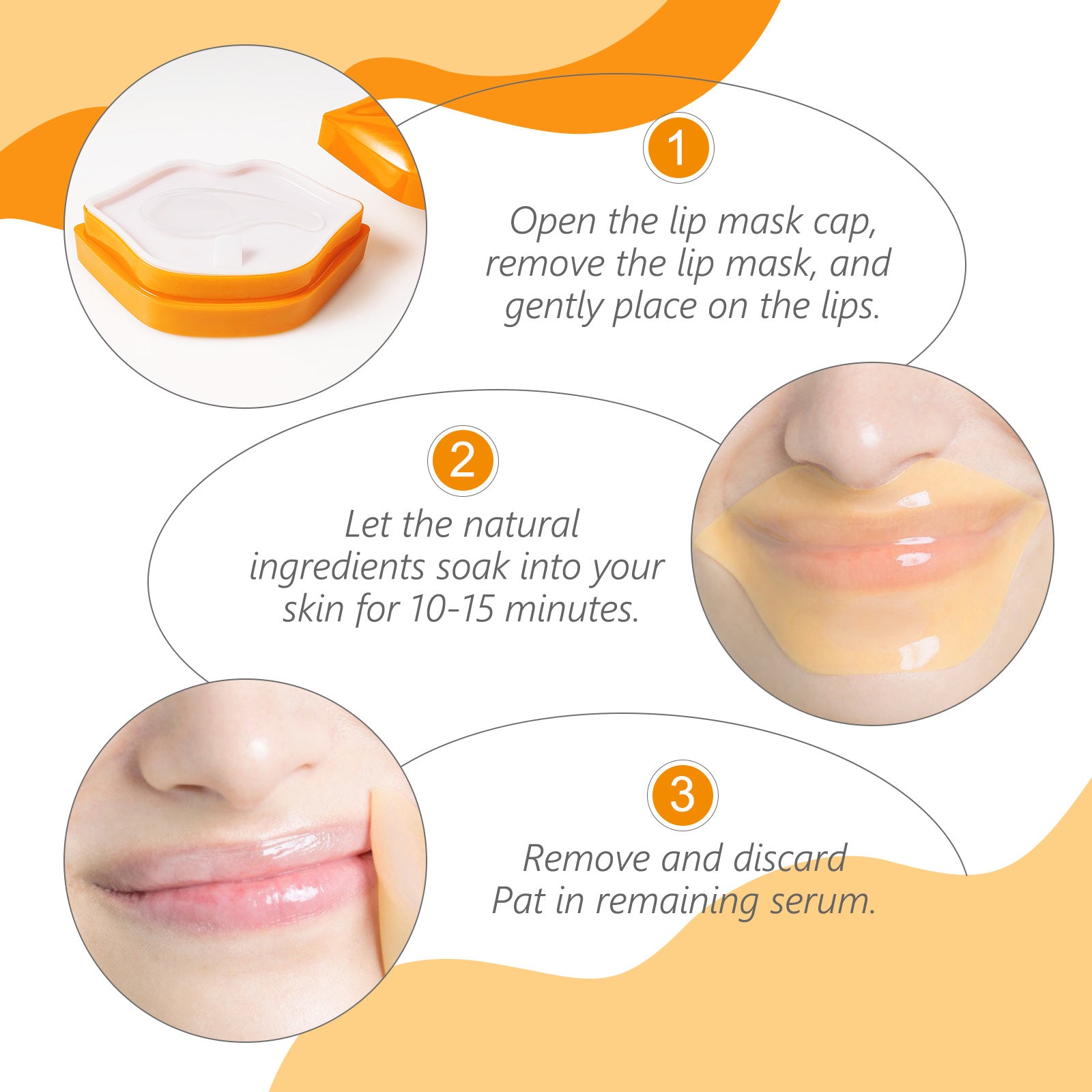 SEFUDUN Orange Collagen Lip Mask, pack of 20pcs