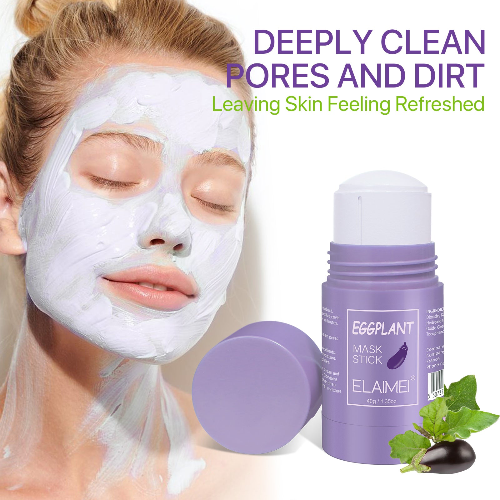 ELAIMEI Eggplant Purifying Clay Stick Mask, 40g
