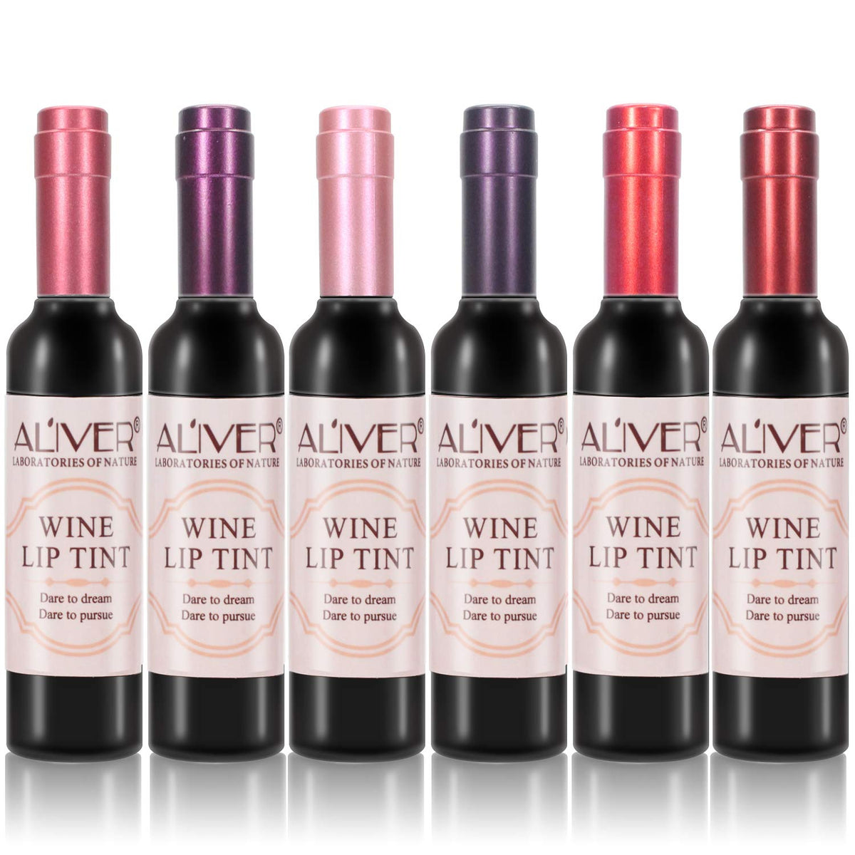 Aliver Lip Tint Gloss Wine Bottle Style Stain Lipstick 6 Colors Set