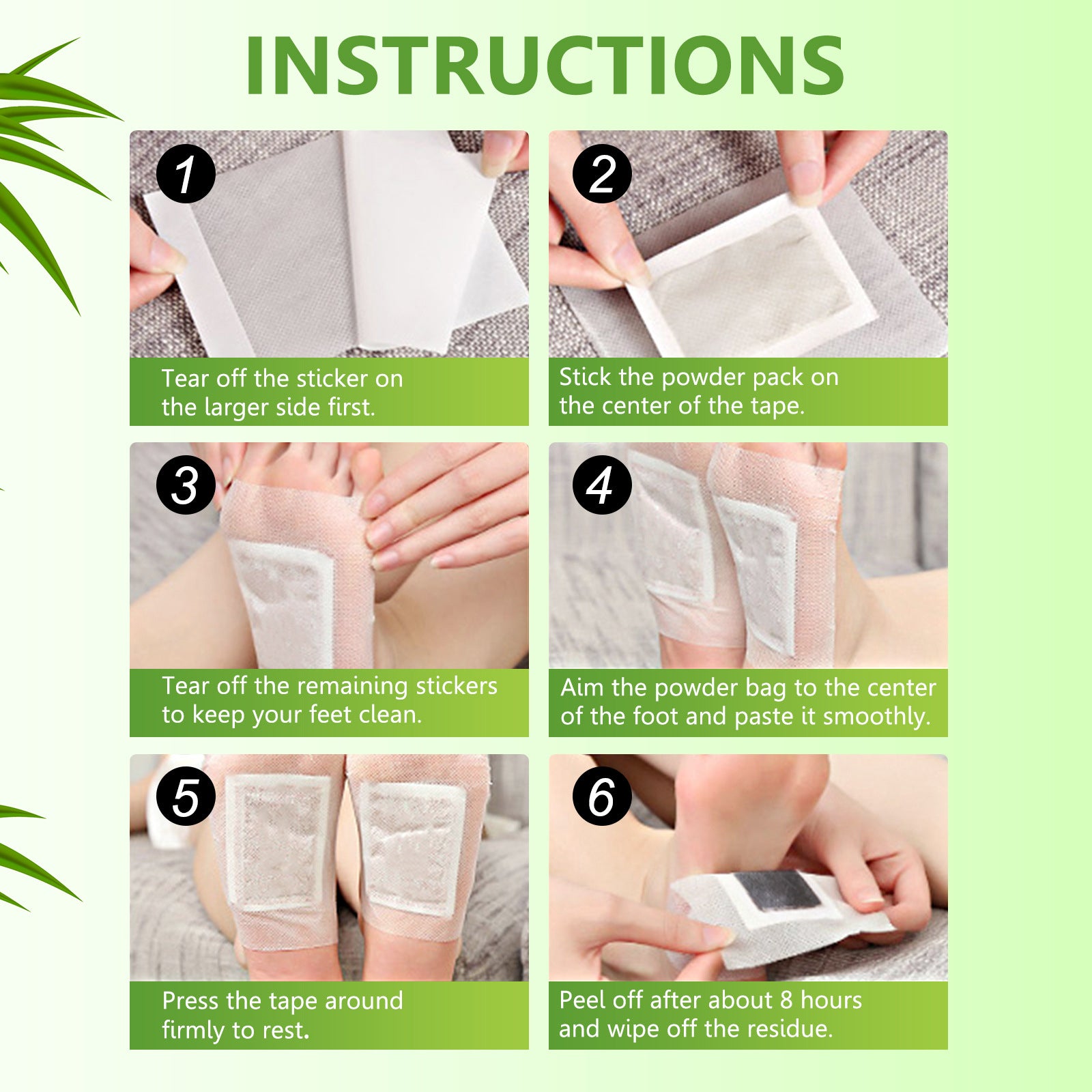 SEFUDUN Deep Cleaning Detox Foot Patches with Bamboo Vinegar & Ginger, 10pcs