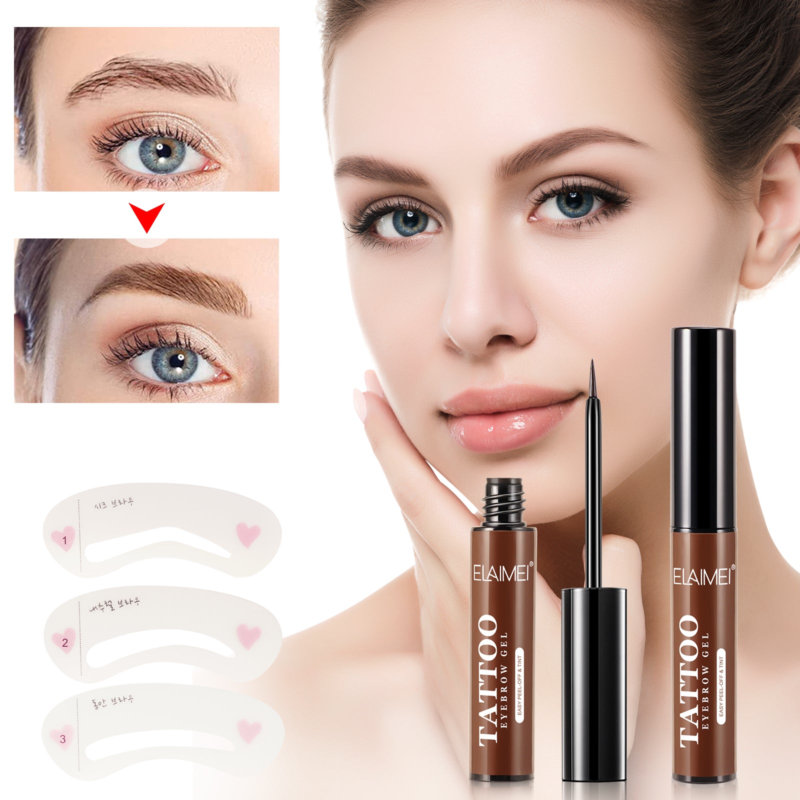 ELAIMEI Tattoo Eyebrow Gel, Peel Off Tint (Light Brown)