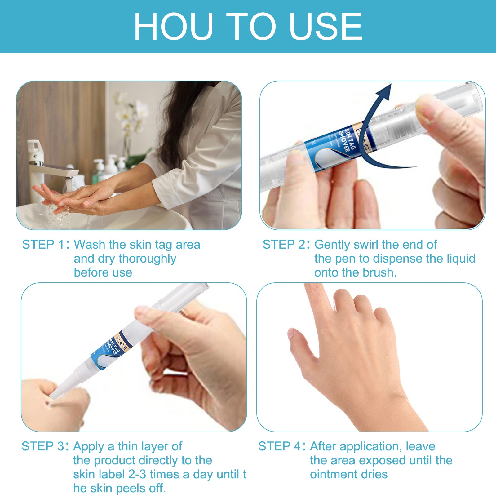 ELAIMEI Skin Tag Remover Kit, Anti Mole & Wart Body Pens, 4pcs