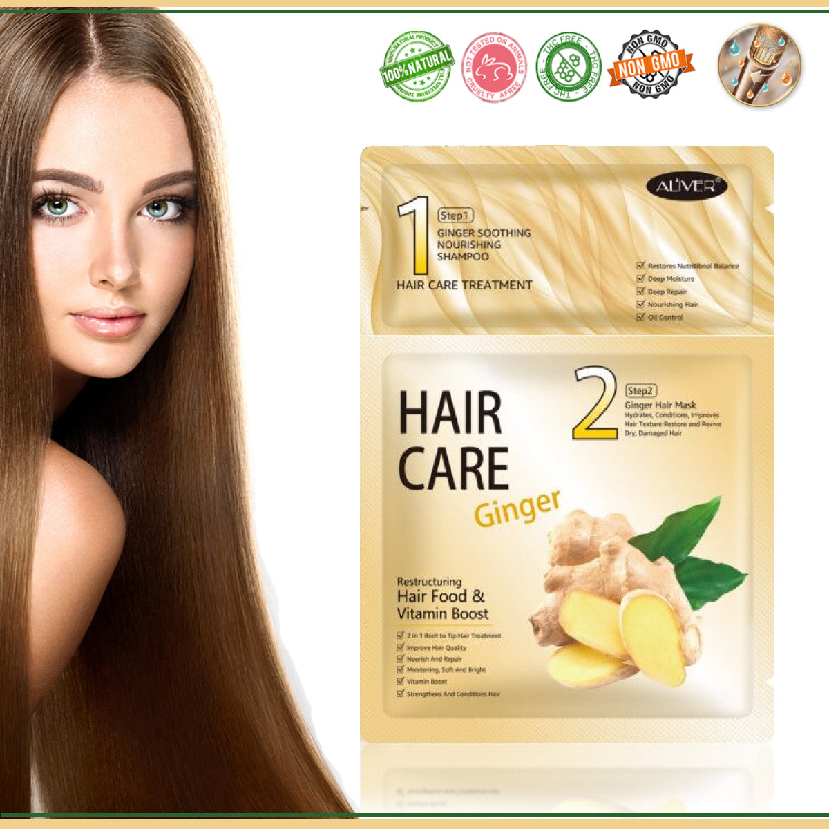 ALIVER 2in1 Ginger Hair Mask & Repair Shampoo Treatment, 35g