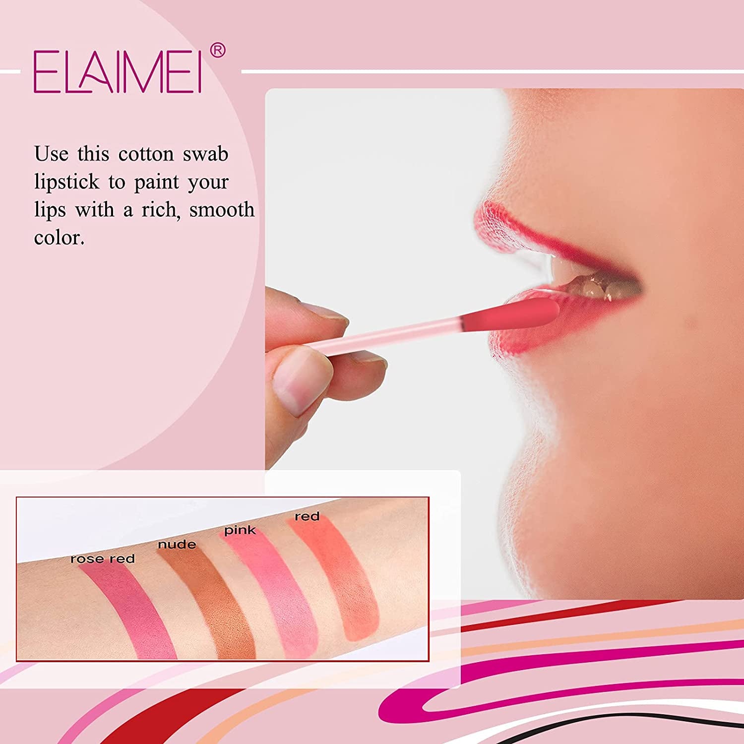 ELAIMEI Elaimei Tattoo Lipstick, Cotton Swab 20pcs