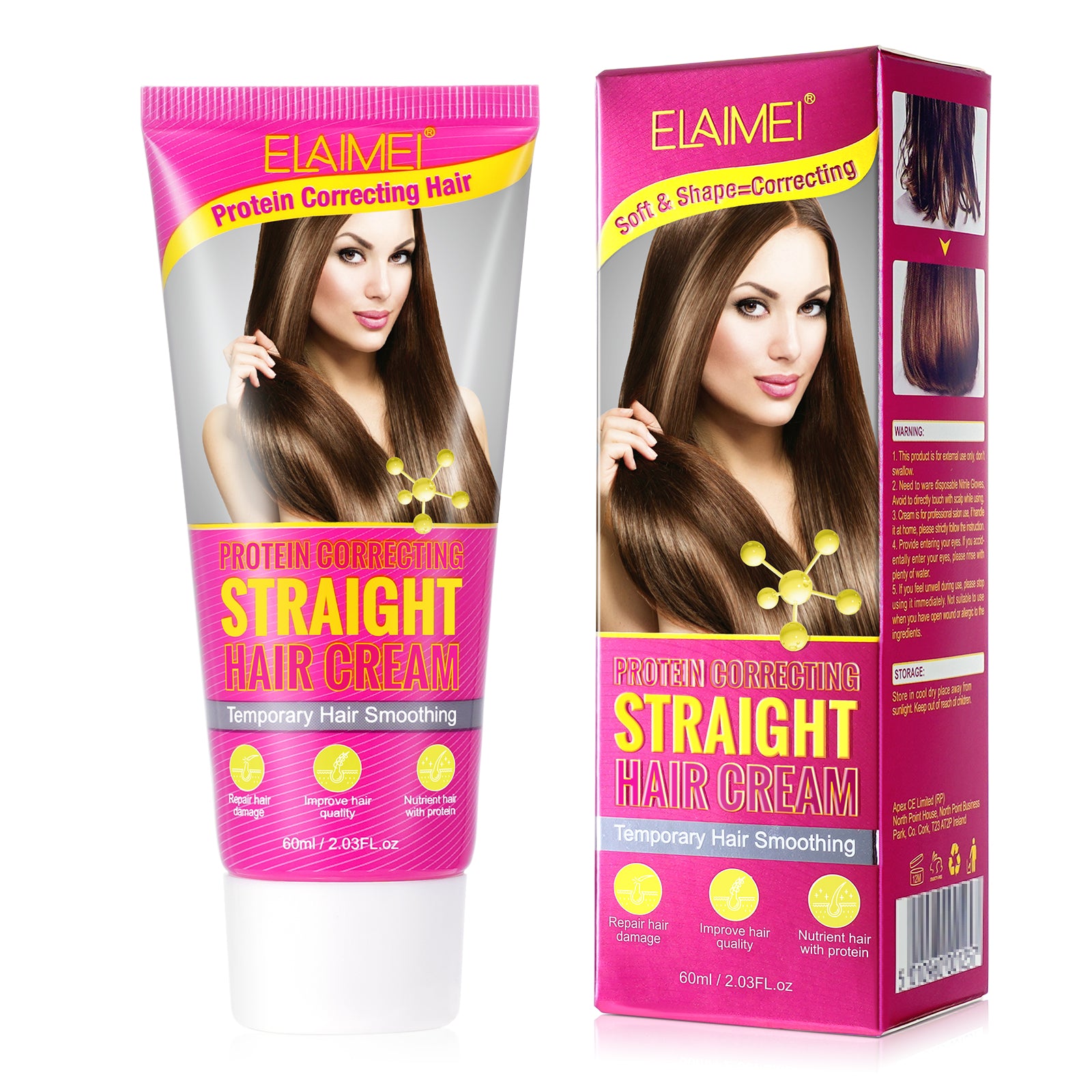 ELAIMEI Silk & Gloss Hair Straightening Cream, 60ml