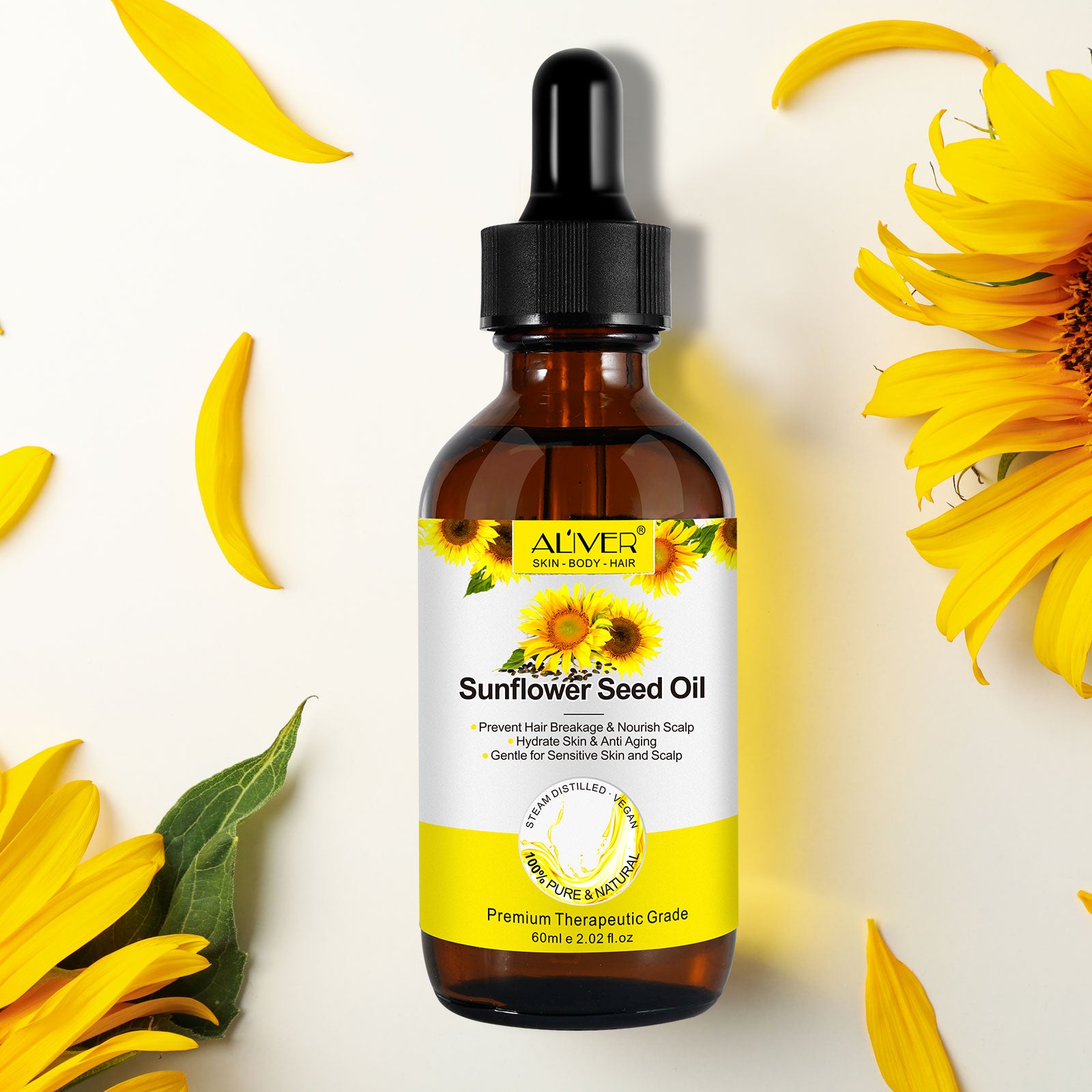 ALIVER Pure Sunflower Seed Oil for Hair, Body & Skin, 60ml