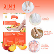 ALIVER Peach Soft Foot Peel Mask, 3in1 Kit