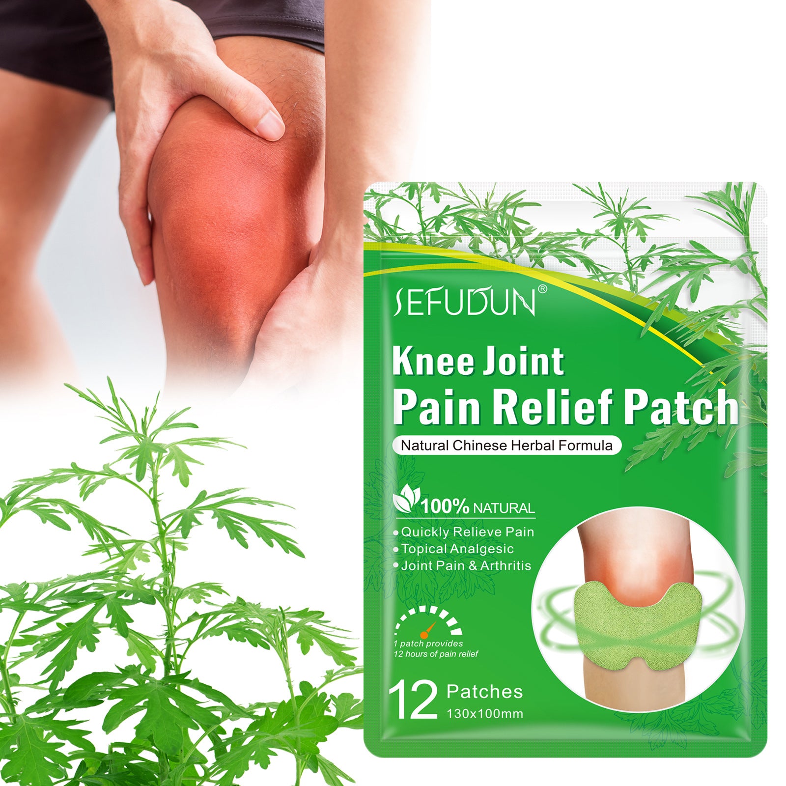 Sefudun Knee Joint Pain Relief Patches, pack of 12pcs