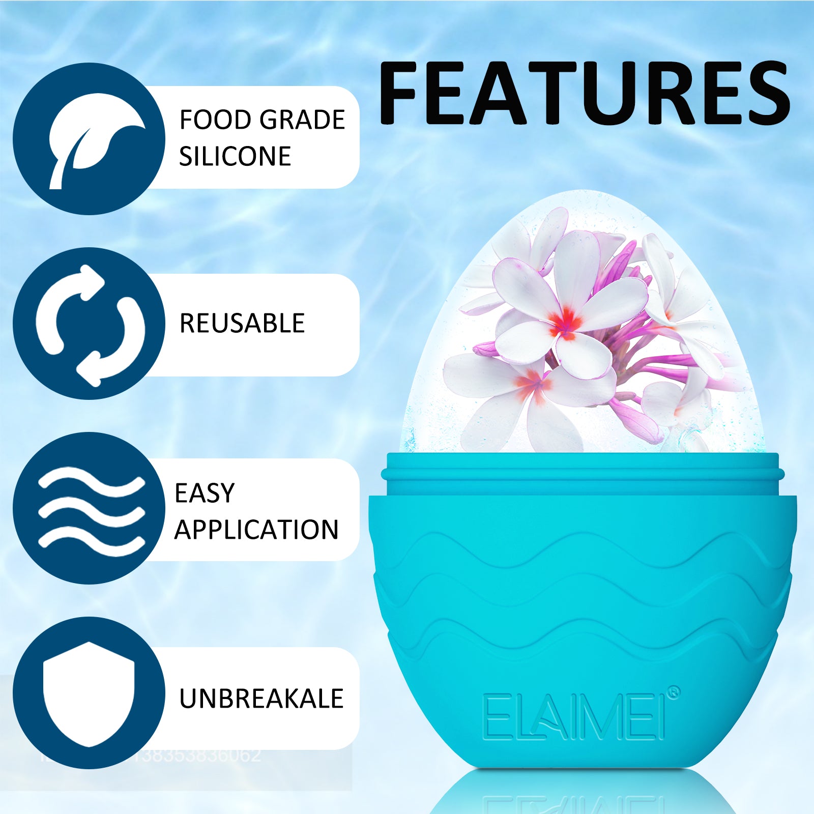 ELAIMEI Ice Roller Facial Cube Massager, Blue