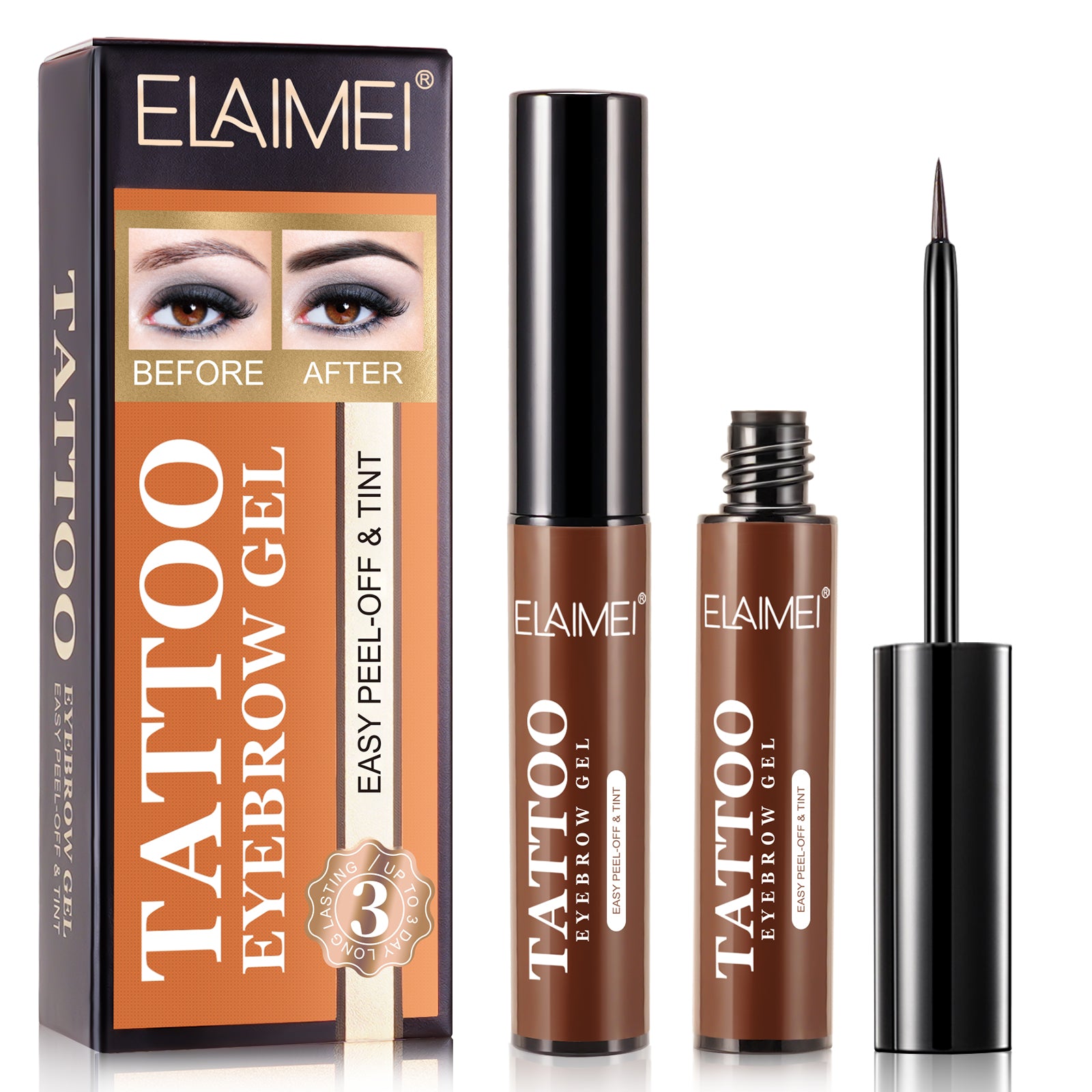 ELAIMEI Tattoo Eyebrow Gel, Peel Off Tint (Light Brown)