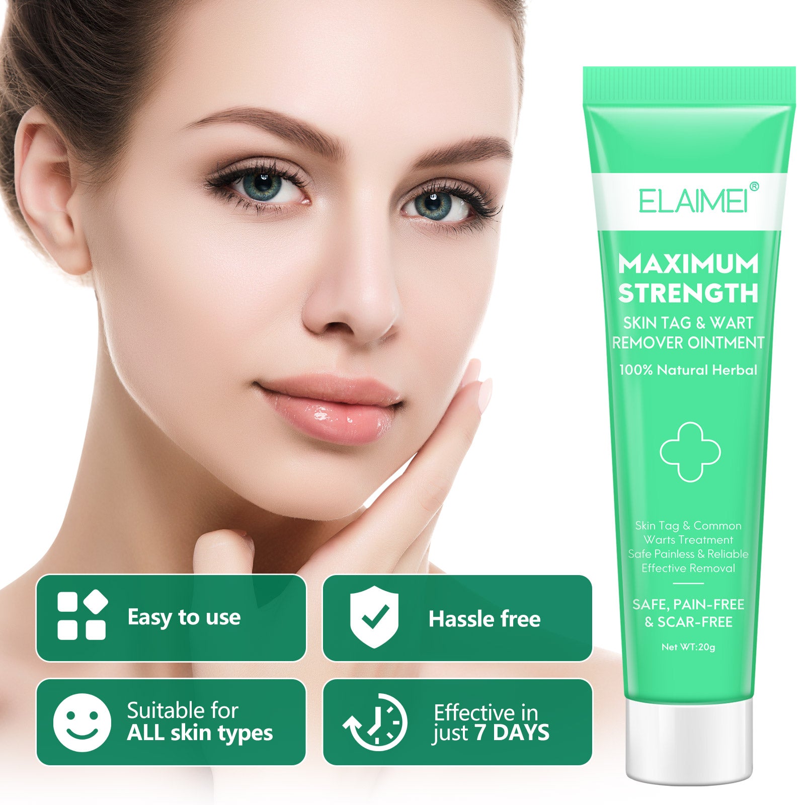 ELAIMEI Natural Skin Tag & Wart Remover Cream, 20g