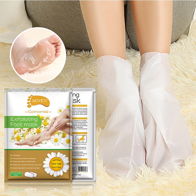 Aliver Сamomile Soft Foot Peel Mask for Feet Dead Skin Remover