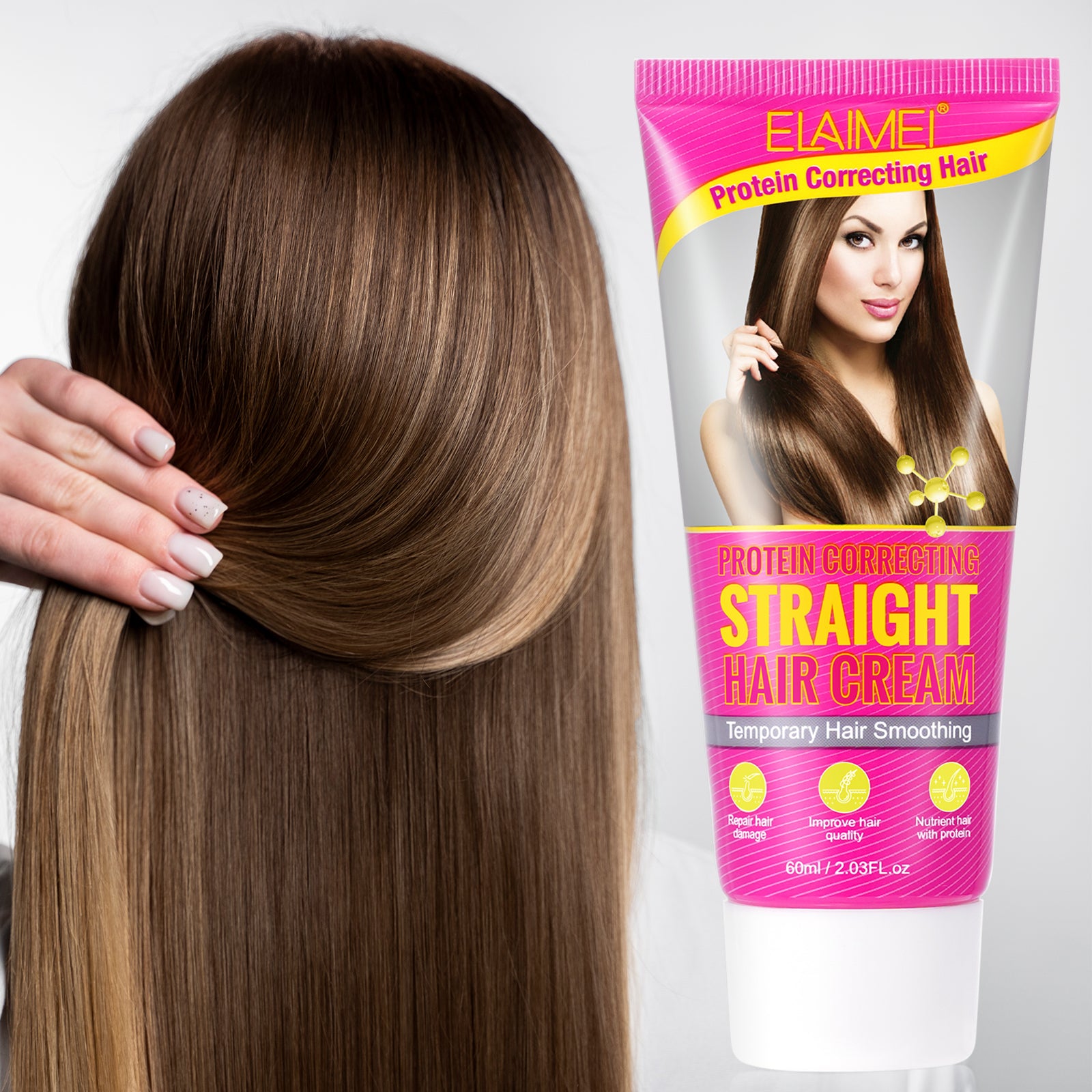 ELAIMEI Silk & Gloss Hair Straightening Cream, 60ml