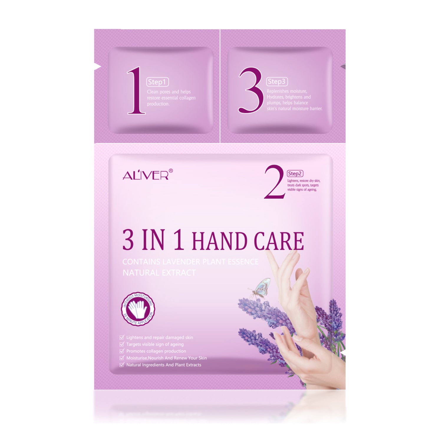 ALIVER Lavender 3in1 Hand Care Repair Mask Set