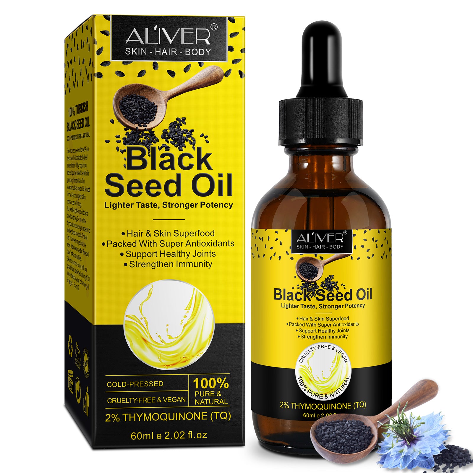 ALIVER Pure Black Seed Oil for Hair Growth, 60ml