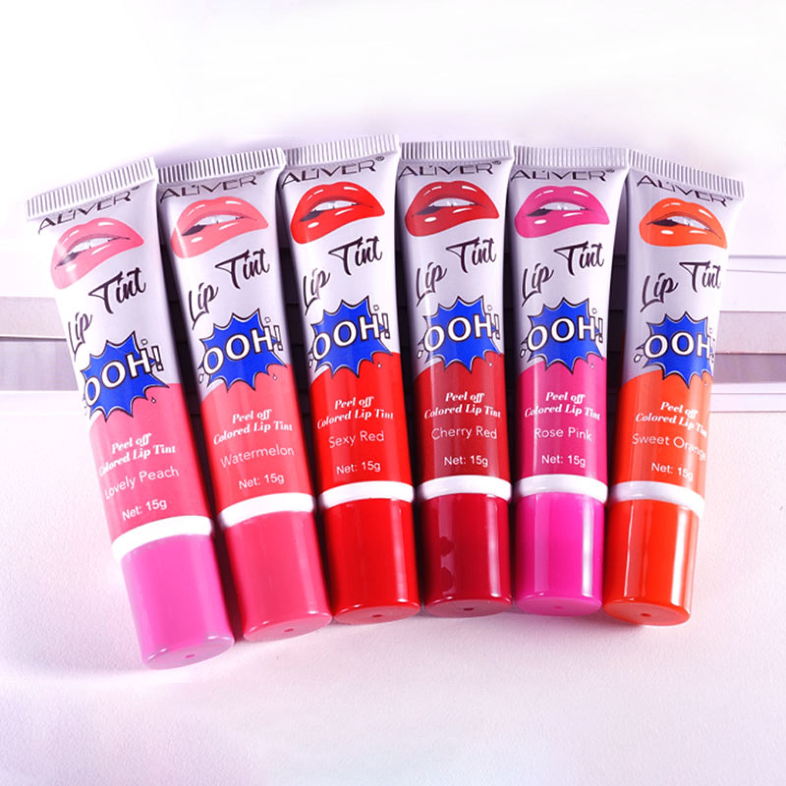 Aliver Peel Off Lip Tint Stain 6 Colors Set