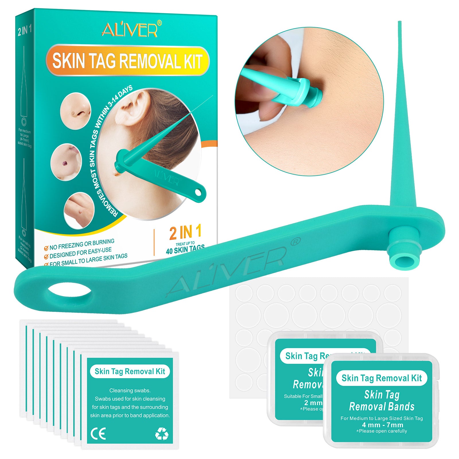 ALIVER 2in1 Skin Tag Remover Kit