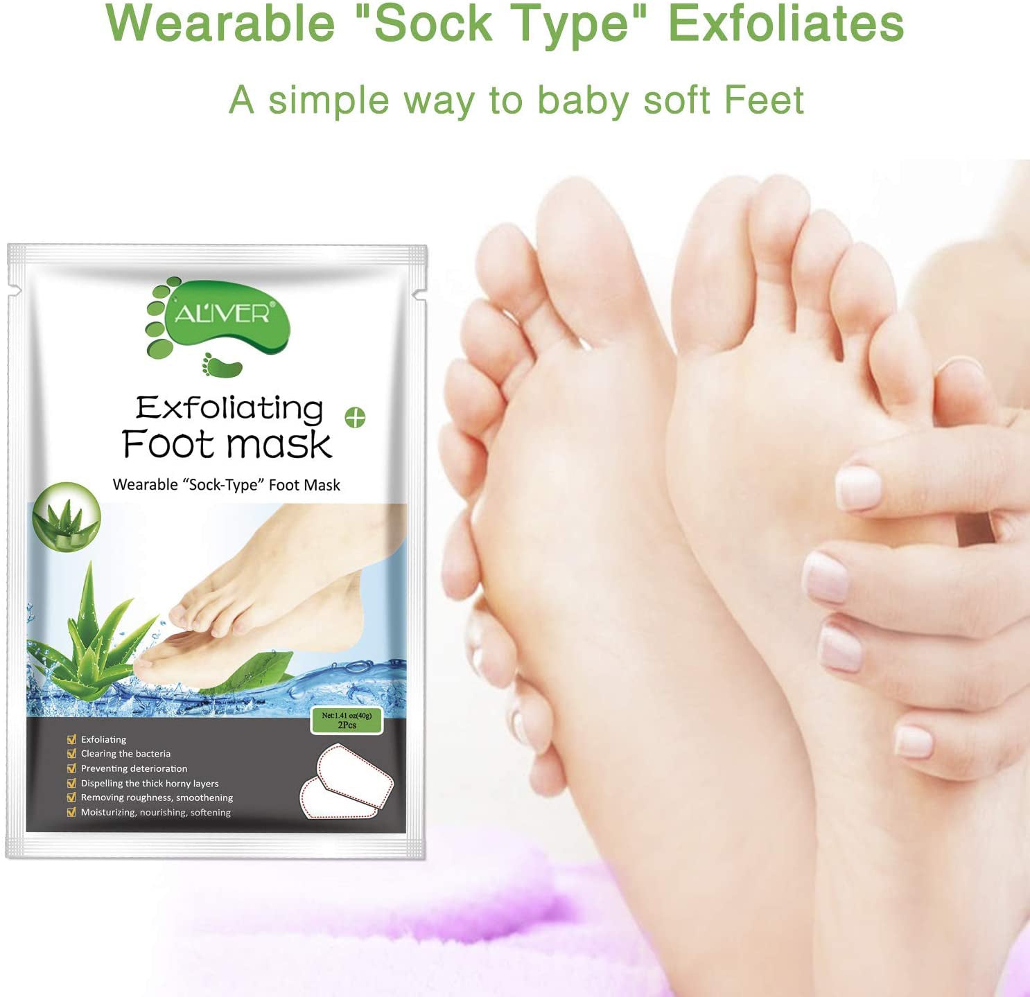 Aliver Aloe Soft Foot Peel Mask for Feet Dead Skin Remover