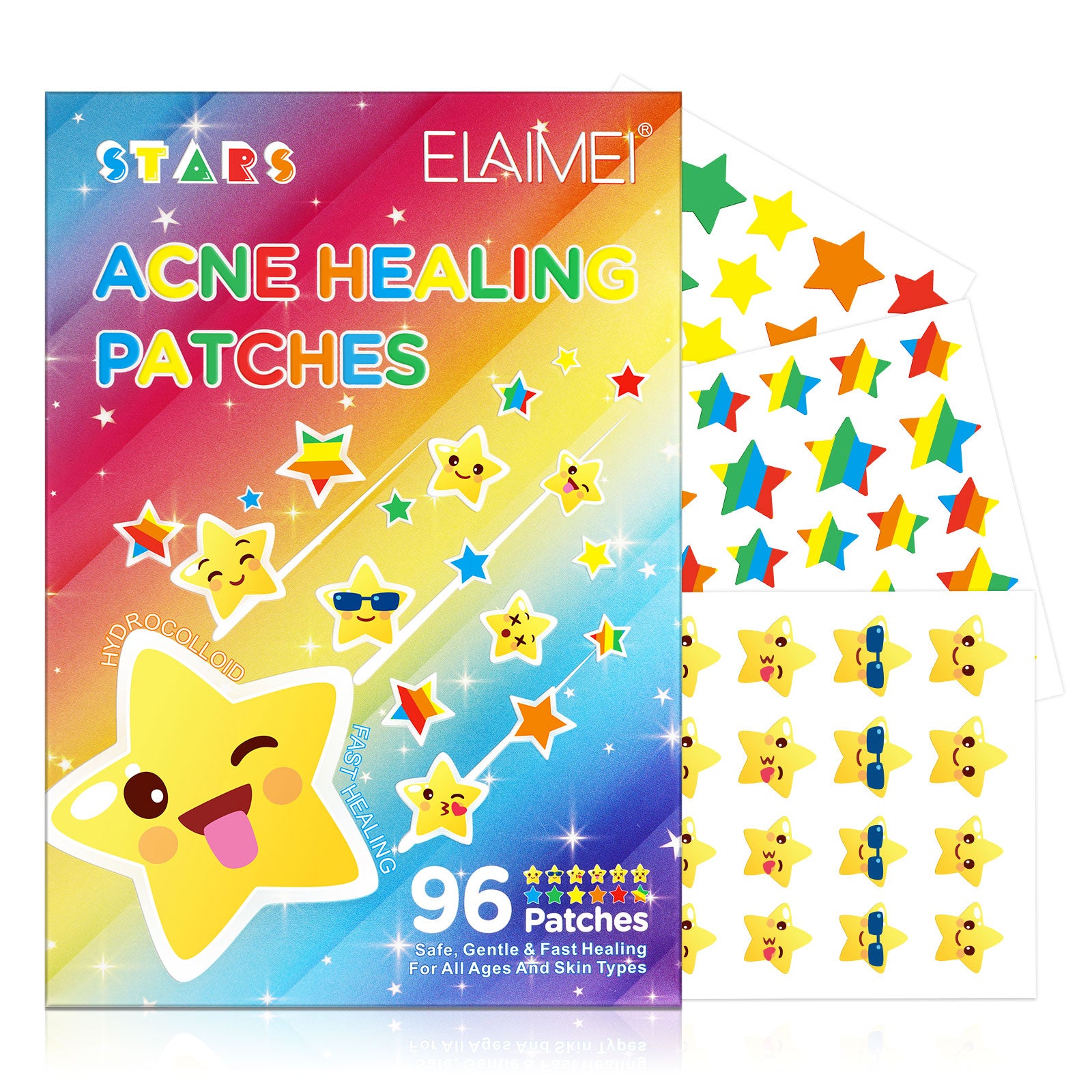 ELAIMEI Stars Hydrocolloid Pimple Patches, 96pcs