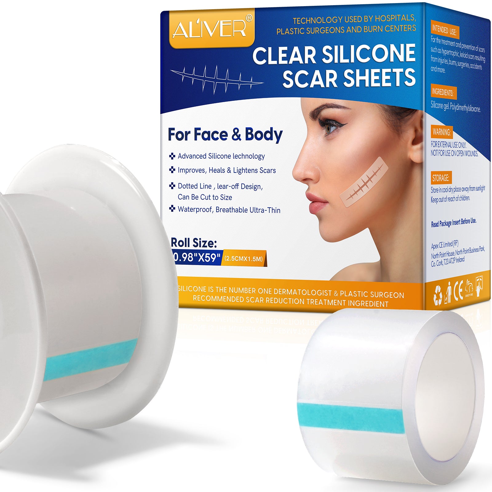 ALIVER Silicone Scar Removal Sheet, 1.5m