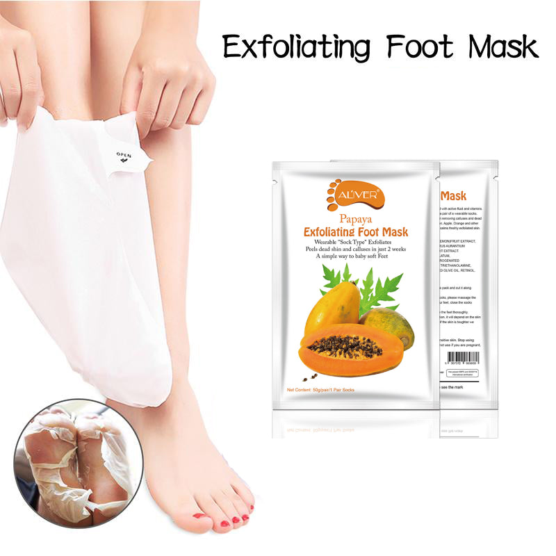 Aliver Papaya Soft Foot Peel Mask for Feet Dead Skin Remover