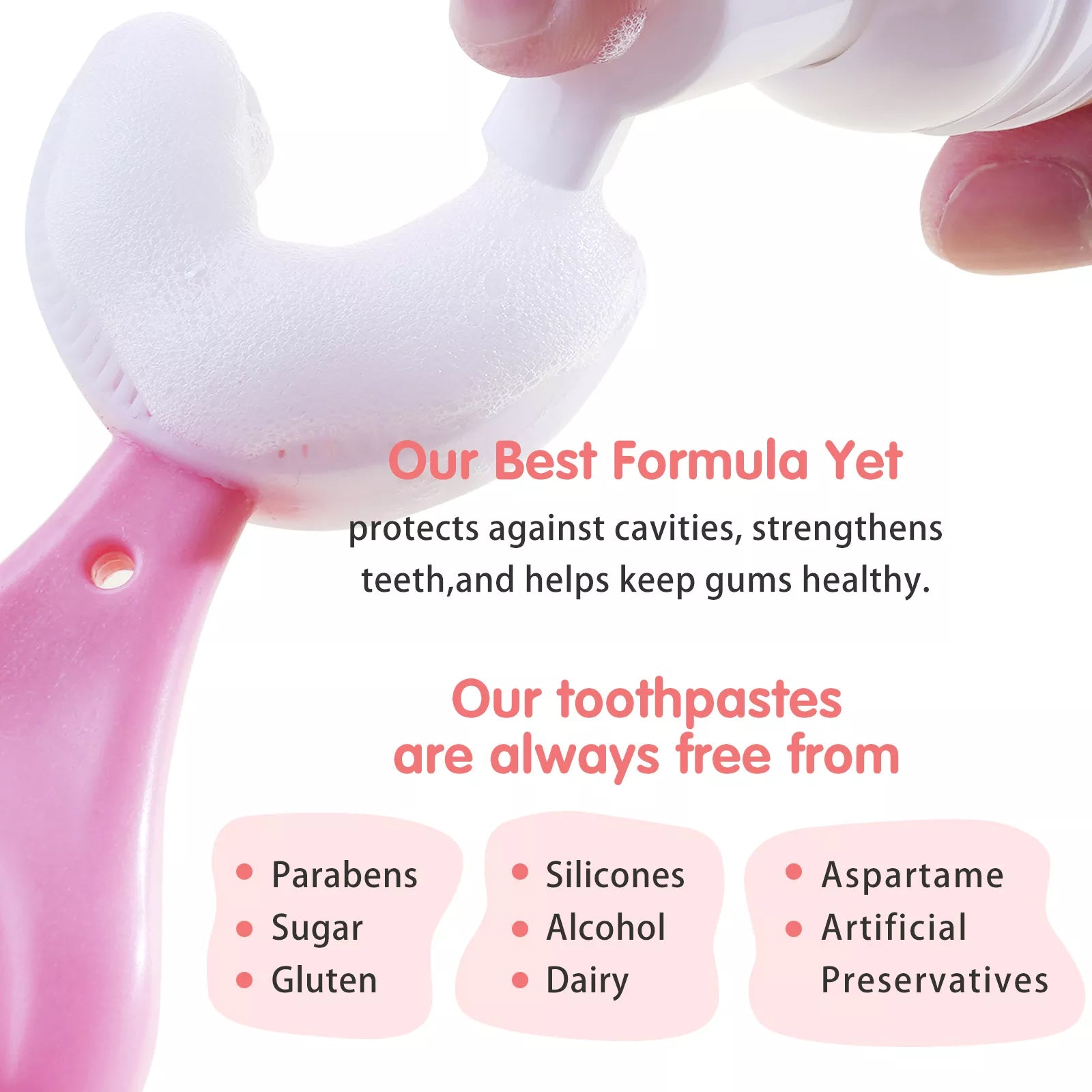 ALIVER Peach Flavor Foam Toothpaste for Kids, 60ml