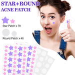 ELAIMEI Stars + Round Pimple Patches, pack of 126pcs