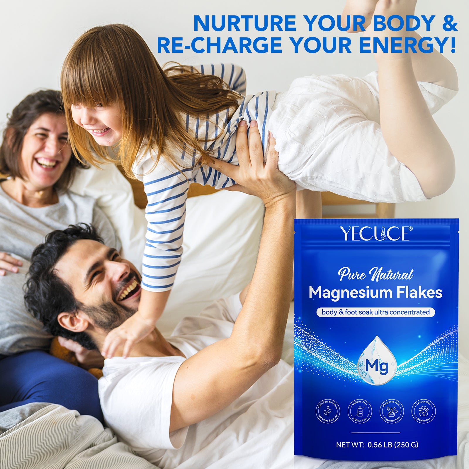 YECUCE Pure & Natural Magnesium Flakes, 250g
