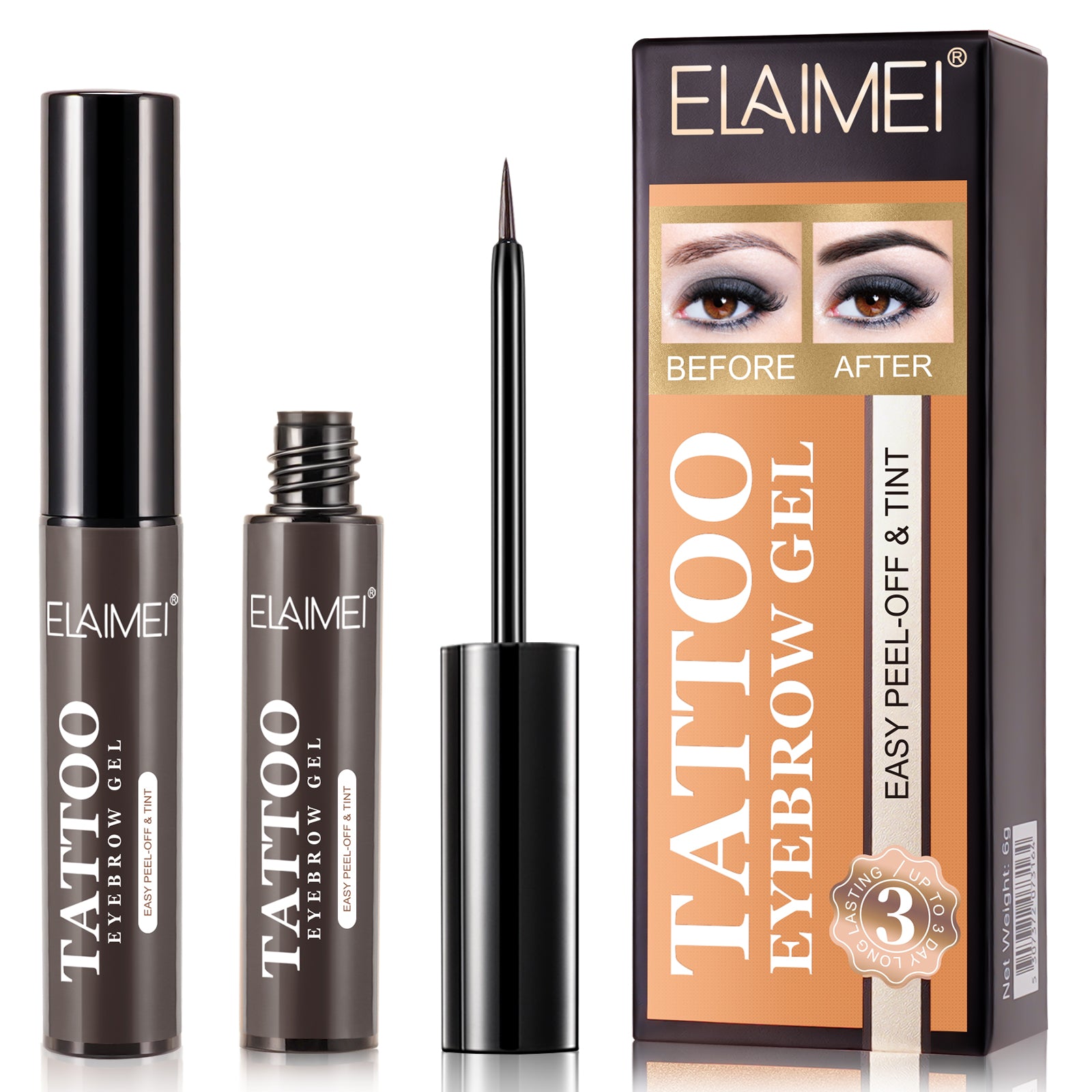 ELAIMEI Tattoo Eyebrow Gel, Peel Off Tint (Beige)