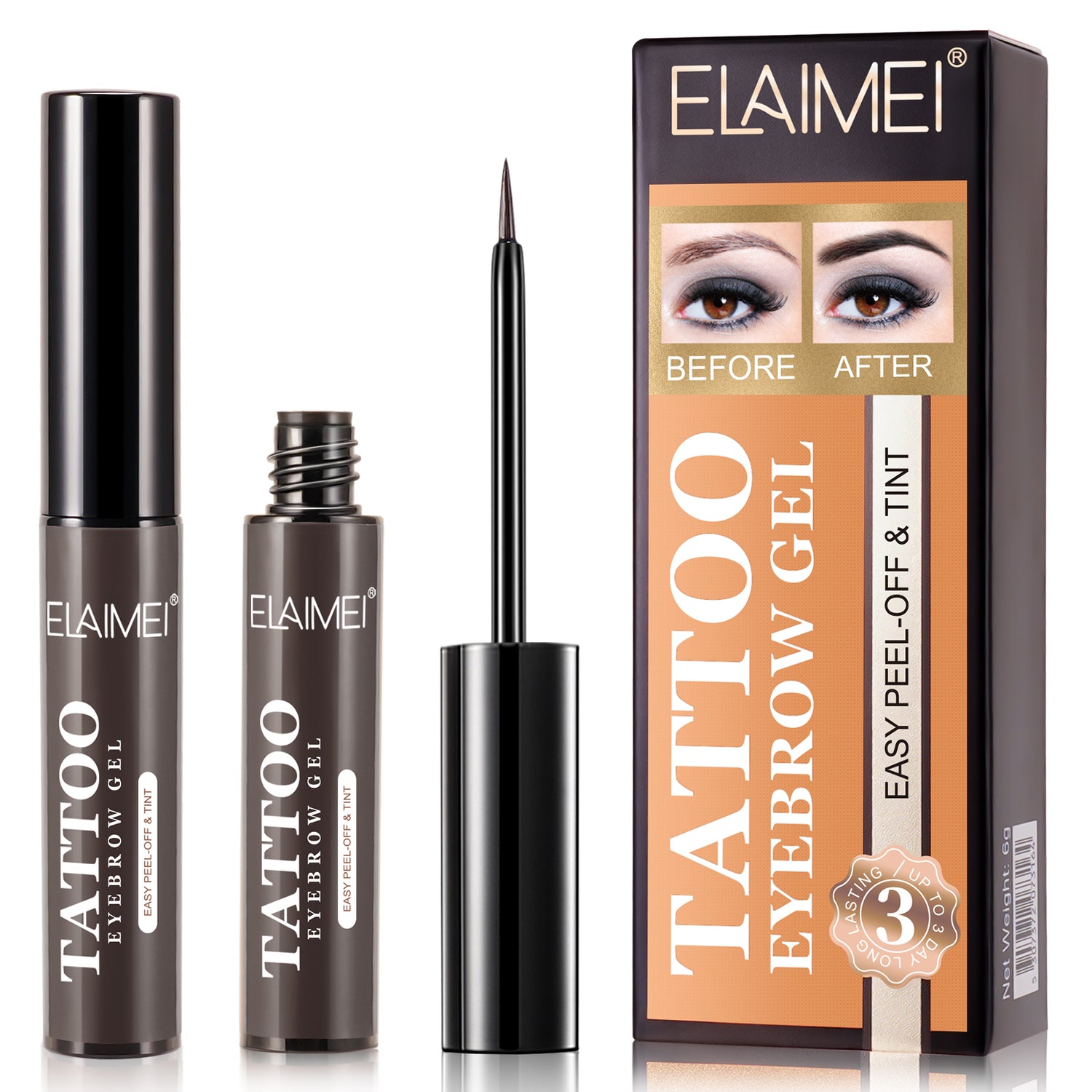 ELAIMEI Tattoo Eyebrow Gel, Peel Off Tint (Beige)