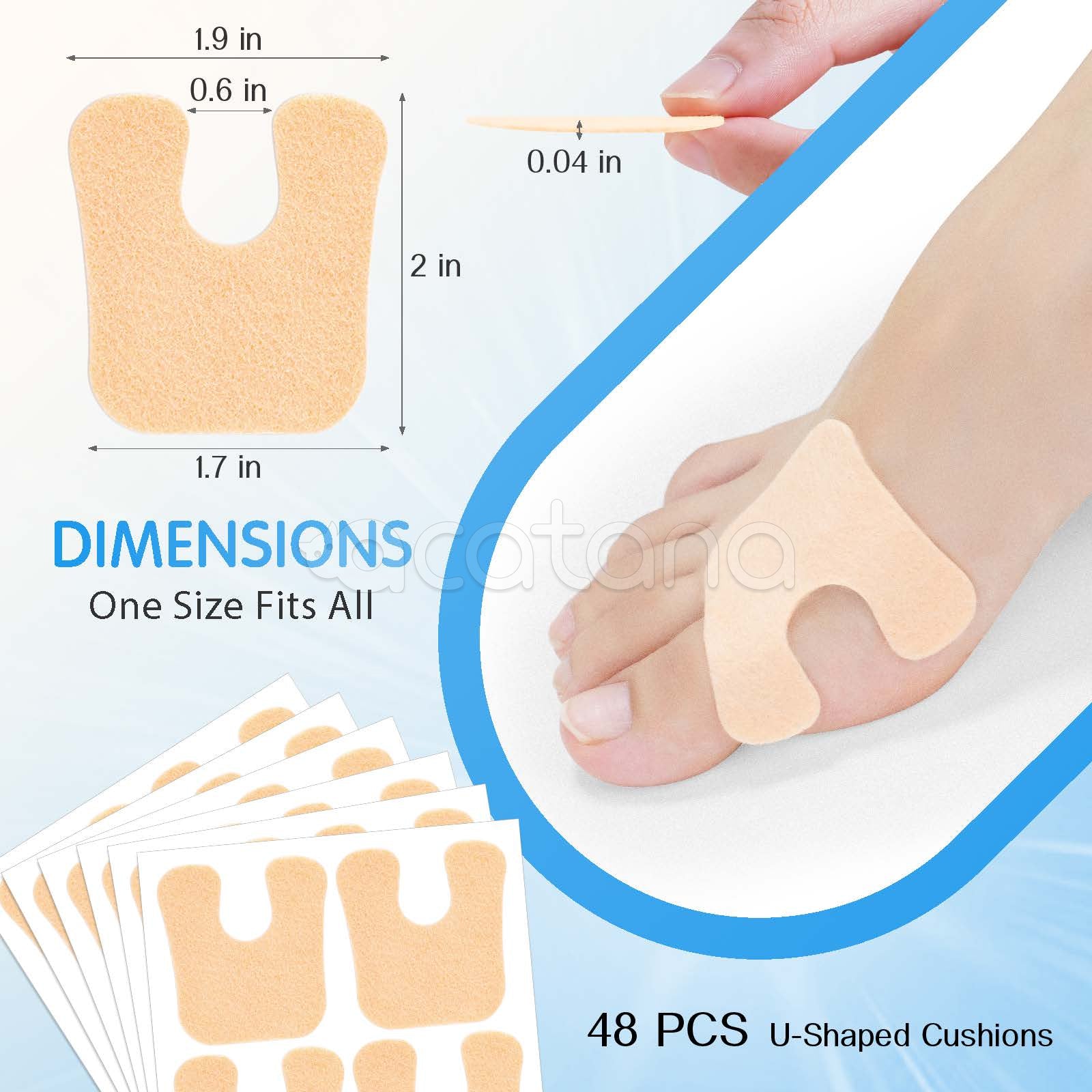 ELAIMEI U-Shaped Felt Callus Pads for Feet Pain Relief & Foot Protection, pack of 48pcs